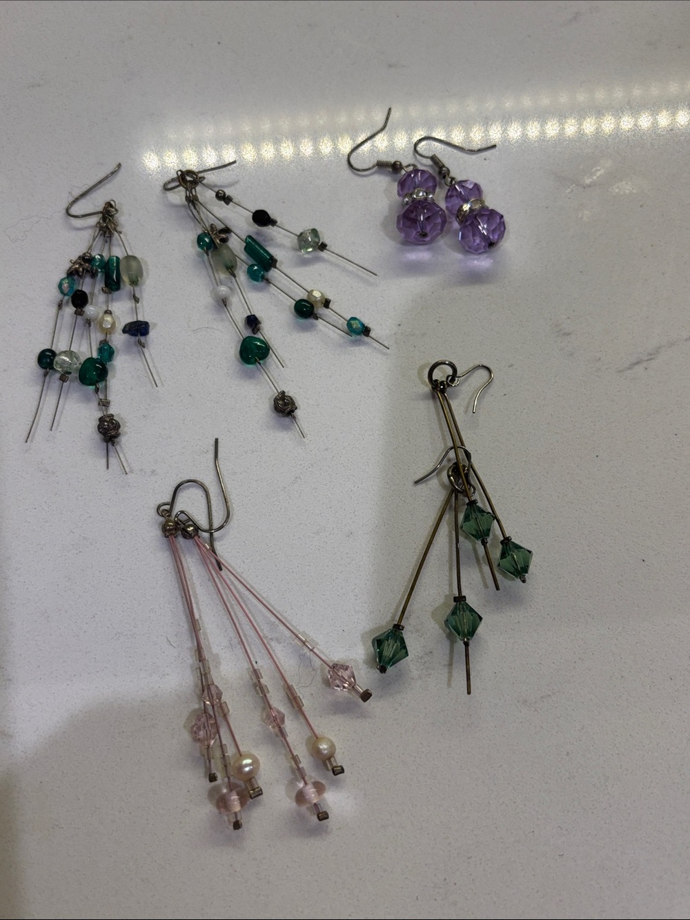 Handmade Green Beaded Dangle Earrings - Women Jewelry
